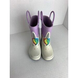 Target Rain Boots Unicorn & Purple‎ toddler girls size 5 Mid-Calf Flat